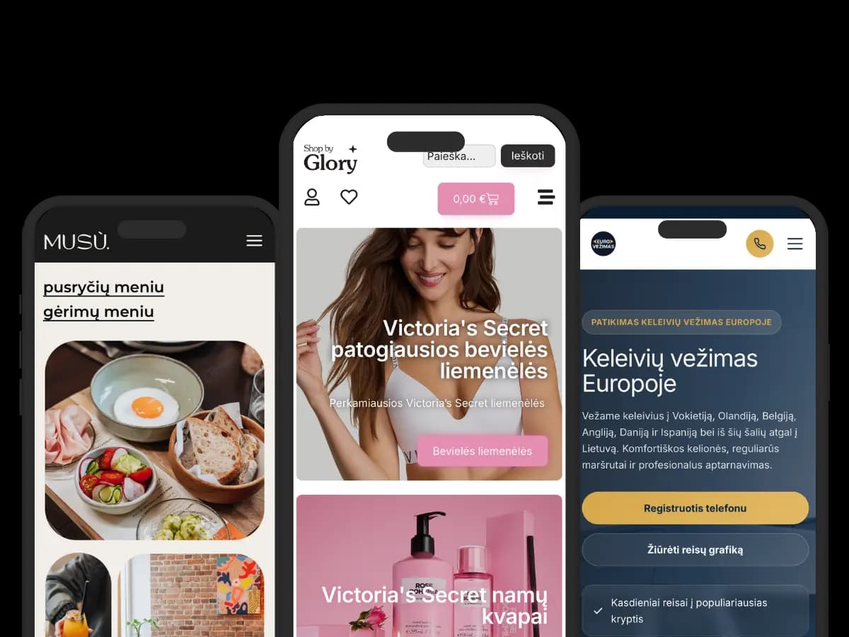 Gurskio sukurtų interneto svetainių mobiliosios versijos