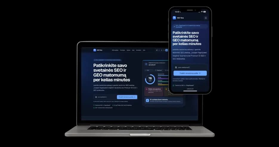 SEO Tera svetainės SEO ir GEO matomumo audito platforma