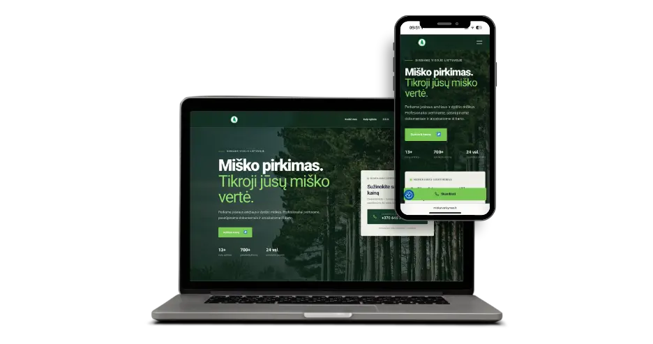 Miškų tvarkymo landing page svetainė